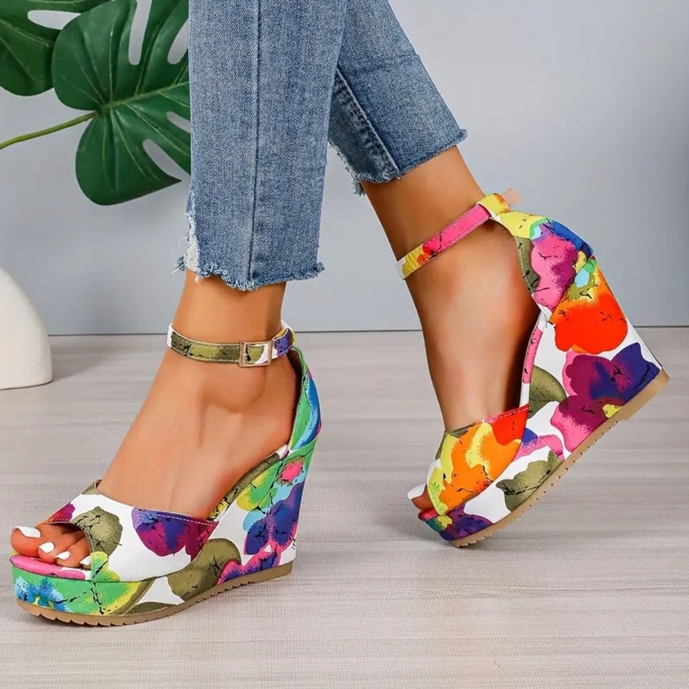 Floral Wedge Sandals